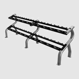 TROY_DR-10_10-Pair_Dumbbell_Saddle_Rack_Silver_Empty