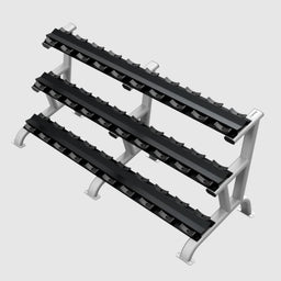 TROY_DR-15_3_Tier_15_Pair_Dumbbell_Saddle_Rack_Silver
