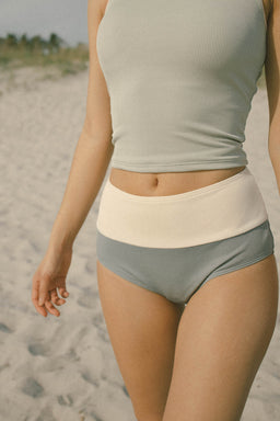 High waisted bikini bottoms.