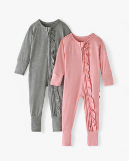 Bubblegum__Heather_Gray_Ruffle_Zippy_2_Pack