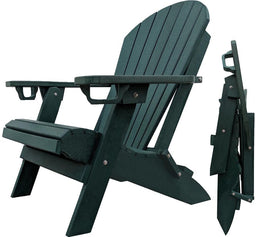 FoldingAdirondackChairWithCupHoldersDarkGreen