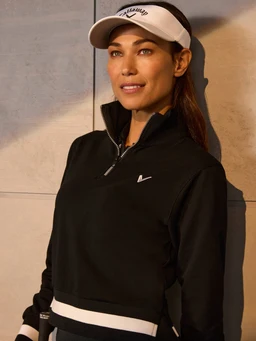 Womens-Lightweight-Cropped-Quarter-Zip-Golf-Shirt-Black-Callaway