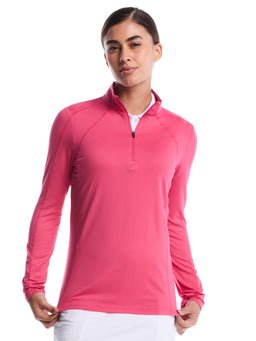 Womens-Quarter-Zip-Brushed-Heather-Pullover-Carmine-Callaway