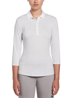 Womens-Swing-Tech-34-Sleeve-Space-Dye-Golf-Polo-Brilliant-White-Callaway