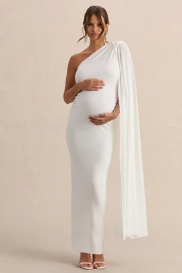 CL12920210508_ECM_HR_CL129202105---Amaryllis-White-Maternity-One-Shoulder-Maxi-Dress-with-Cape-Sleeve-0
