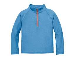 Front view of Primary FlexKnit Half Zip Pullover - Blueberry. Available at www.tenlittle.com
