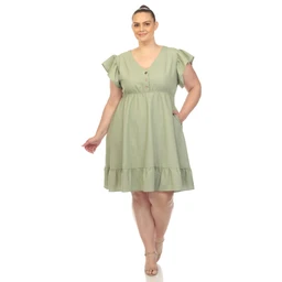 ruffle-sleeve-knee-length-dress-plus-210772