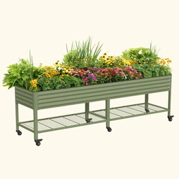 Jumbo-Elevated_Garden_Bed-2.5x10_Green_Wheels_Included
