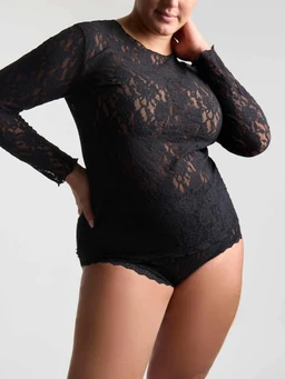 Hanky-Panky-Plus-Size-Signature-Lace-Long-Sleeve-Top-Black-View-1
