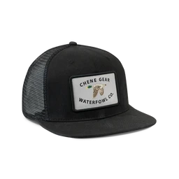 Waterfowl Co. Waxed Mesh Back Cap in Black, front view #black