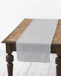 light-gray-pom-table-runner