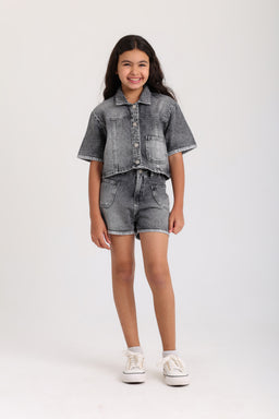 Young Girls Denim Two-piece Outfits