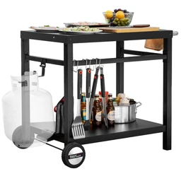 BlackDoubleShelfGrillCartwithWheels-RoyalGourmet_4
