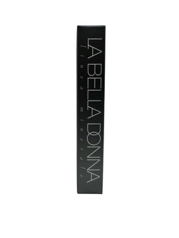 A slim black rectangular box with silver lettering reading LA BELLA DONNA and Mineral Liner, standing upright against a white background.