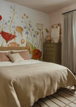 Wildflower_auburn_poppy_floral_peel_and_stick_wall_mural_by_Anewall_styled_in_a_nursery
