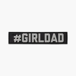 Black name tape with gray lettering reading #GIRLDAD