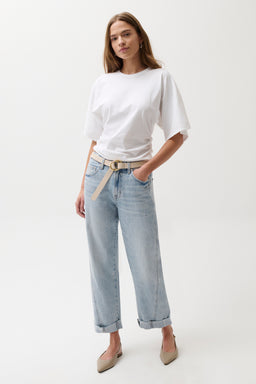 Pistola Kacey Mid Rise Cuffed Boyfriend - Berkeley mid rise relaxed light wash jeans