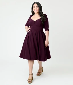 unique-vintage-plus-size-eggplant-lamar-swing-dress-2156495